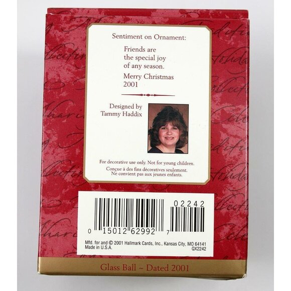 Hallmark KS 2001 Winter Friends Wildlife & Snowmen Glass Ball Christmas Ornament - Picture 8 of 8